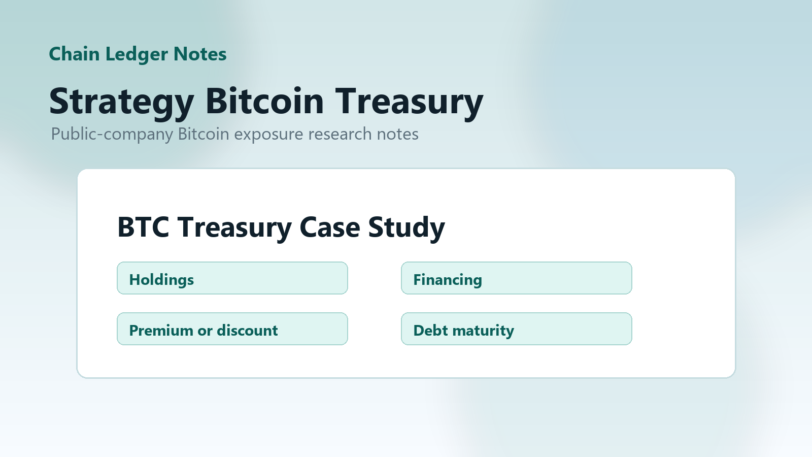 A public company dashboard with Bitcoin treasury notes.